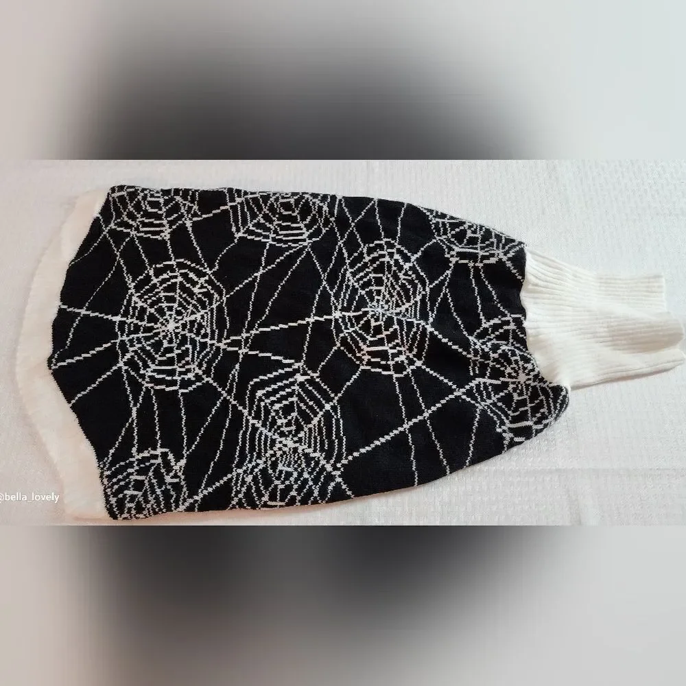 🏖 Spiderweb Halloween Dog Sweater Turtleneck Pet Outfit Size Extra Large XL